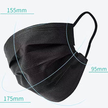 Load image into Gallery viewer, 50PCS 3 LAYER DISPOSABLE FACE MASK NON-WOVEN MASKS-BLACK
