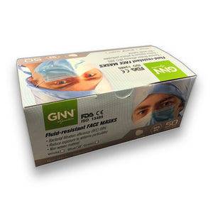 Fluid-Resistant Face Mask- 3 ply FDA, CE, ISO 13485 (Box of 50 pc)